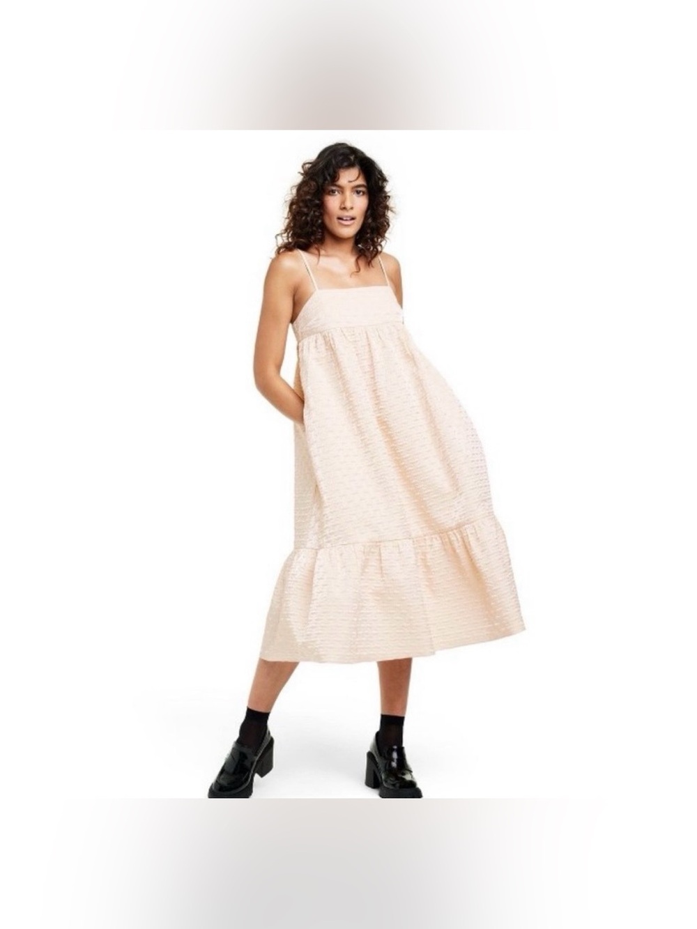 Kika Vargas x Target Textured Empire Waist Midi Dress In Cream Size M